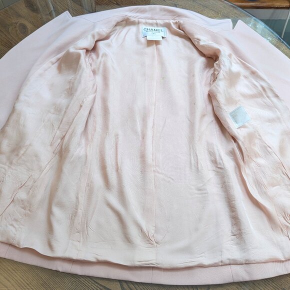 CHANEL Vintage Pink Wool Double Breasted Jacket 97P Spring 1997 FR40 S M 6 8 - Picture 13 of 16